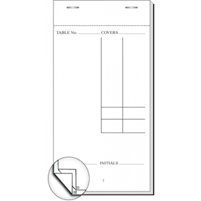 95 x 203mm Plain Duplicate Carbon Fitted Restaurant Pad Boxed 100s - PAD40