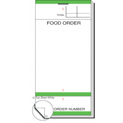 63 x 127mm Pre-Printed Single Ply Restaurant Pad Boxed 100s - PAD84