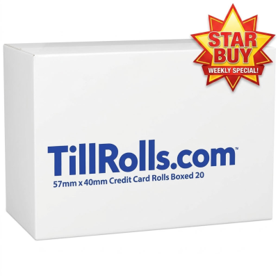 57mm x 40mm x 12.7 Core Value Range Card Machine Roll Boxed 20 Rolls - TR102-20