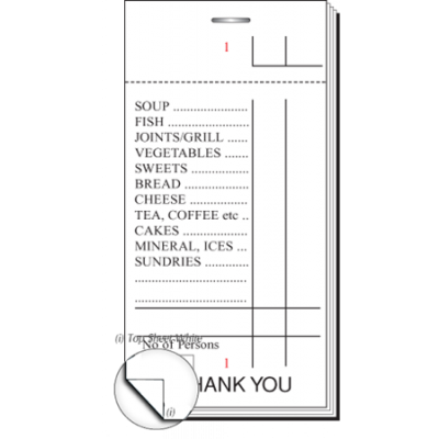 63 x 127mm Pre-Printed Single Ply Restaurant Pad Boxed 100s - PAD23